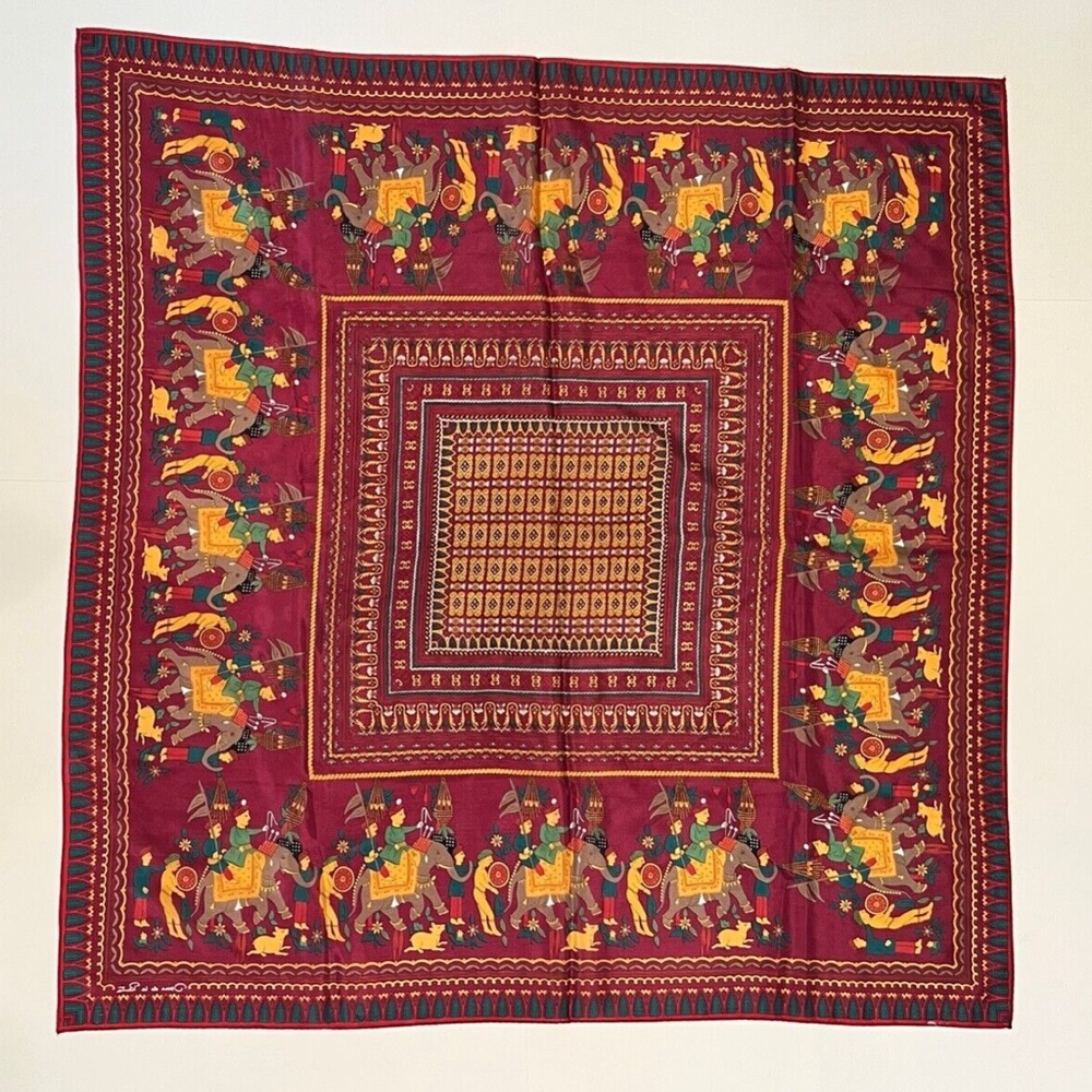 VTG Oscar De La Renta Vibrant Red Tapestry with Elephant Motif - Picture 13 of 13